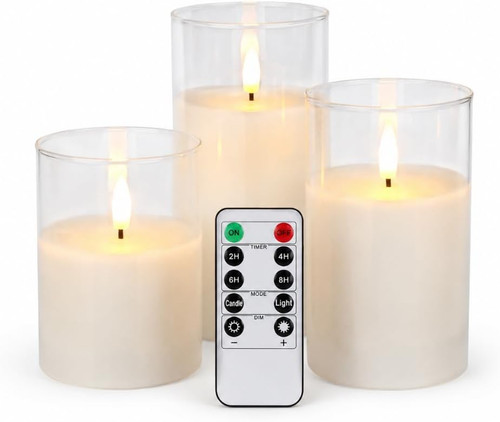 3er pack led stumpenkerzen - led, mit