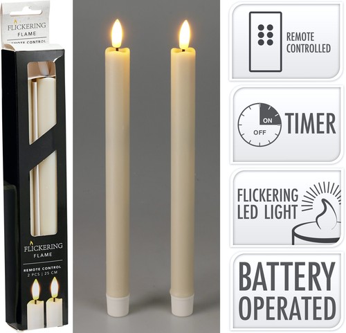 Led tischkerzen 25cm 2er set - 25cm,